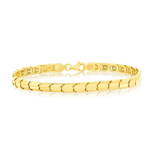 14K Yellow Gold, Wide 5mm Chevron Design Bracelet