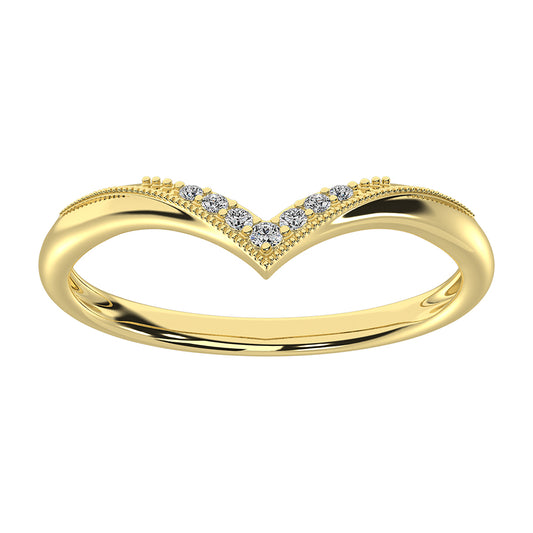 10K Yellow Gold 1/20 Ct.Tw. Diamond Chevron Band