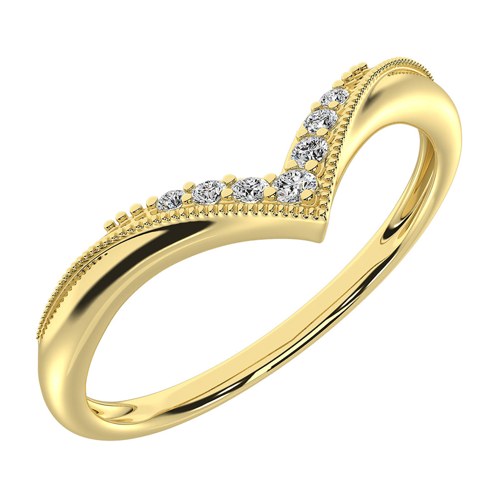 10K Yellow Gold 1/20 Ct.Tw. Diamond Chevron Band