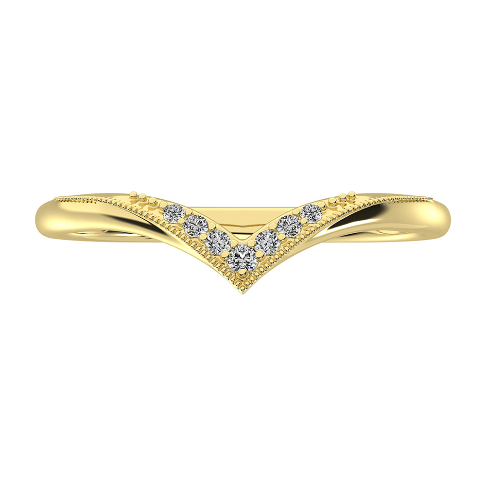 10K Yellow Gold 1/20 Ct.Tw. Diamond Chevron Band