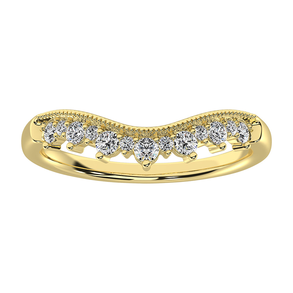 14K Yellow Gold 1/4 Ct.Tw. Diamond Chevron Band