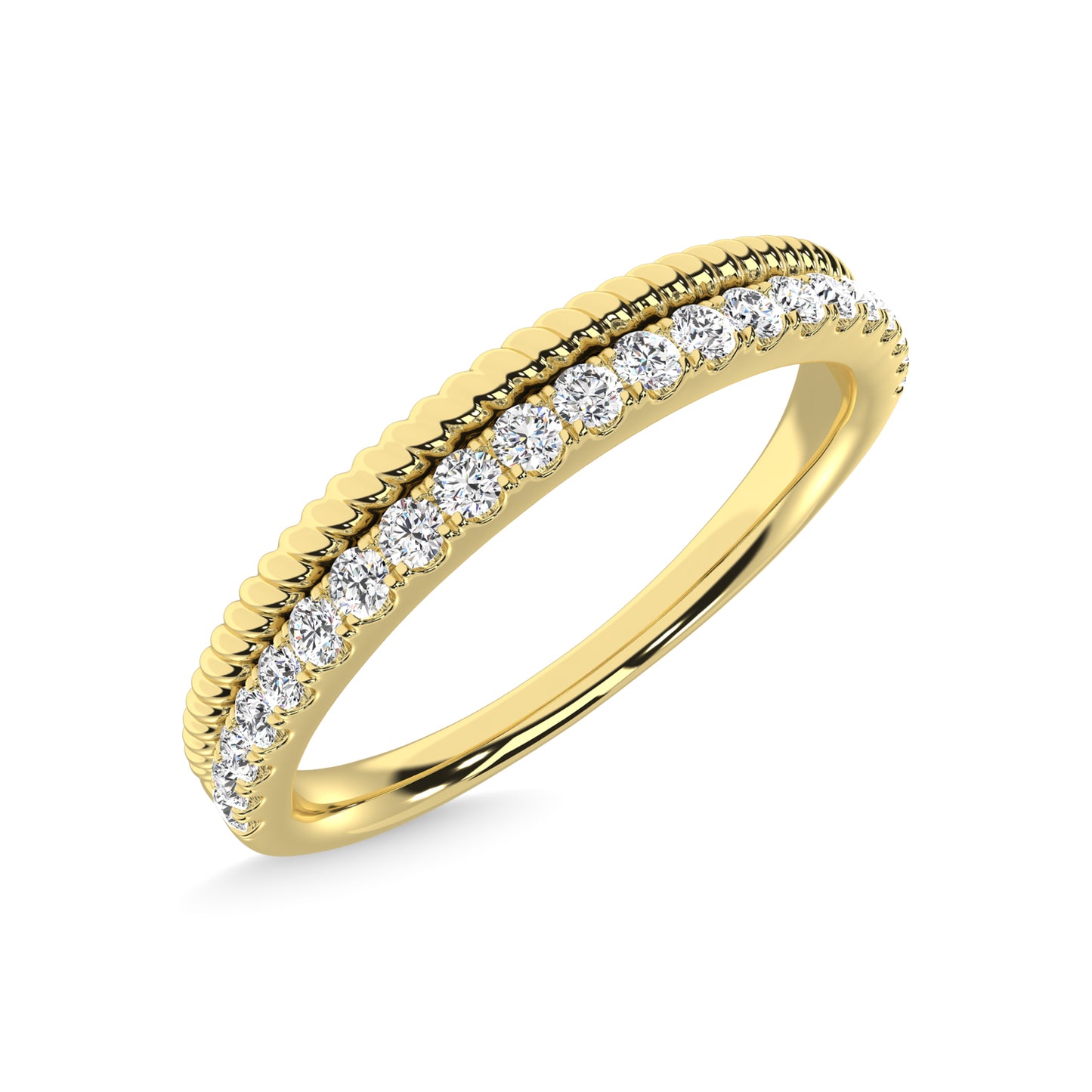 14K Yellow Gold Diamond 1/5 Ct.Tw. Stackable Band