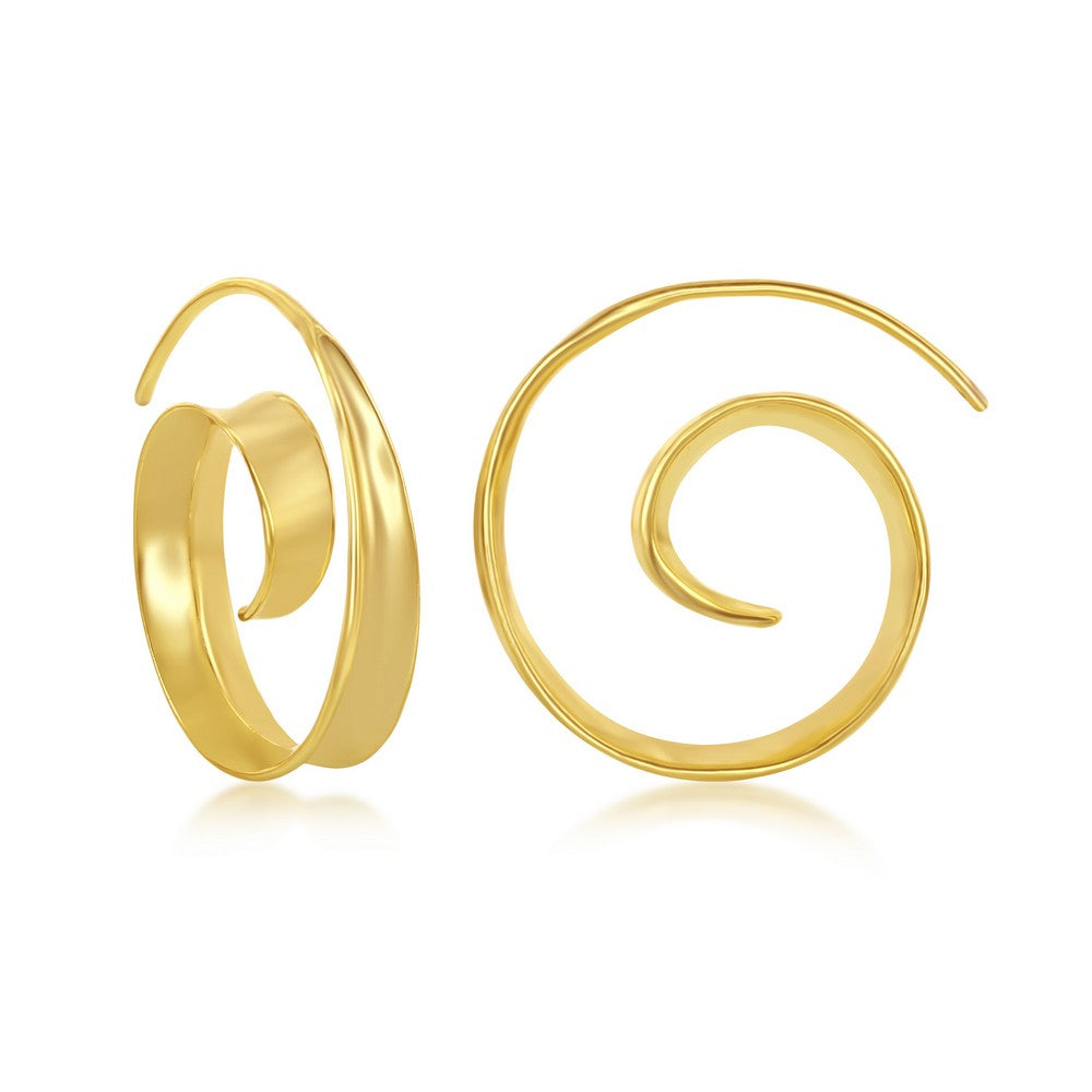 Sterling Silver Gold Plated Swirl Design Earrings