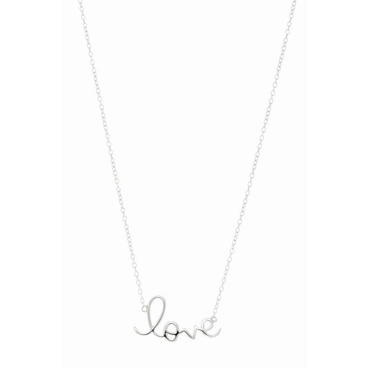 Silver Love Script Necklace