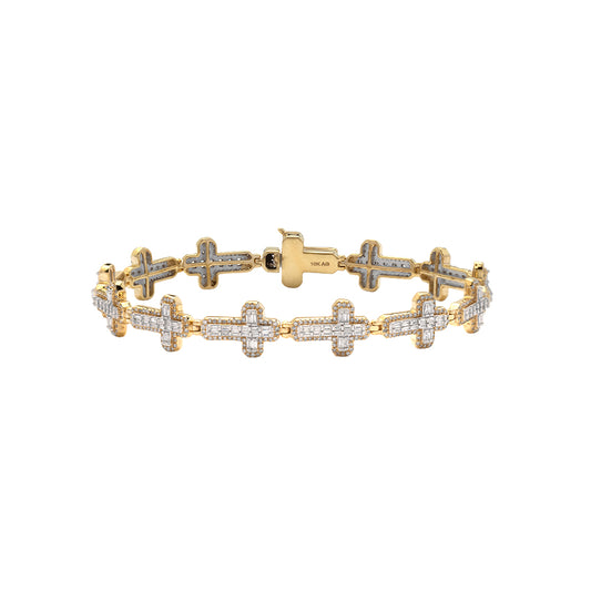 10KY 2.60CTW BAGUETTE DIAMOND CROSS BRACELET