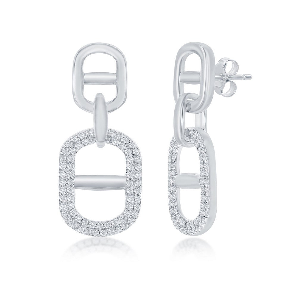 Sterling Silver Linked CZ Earrings