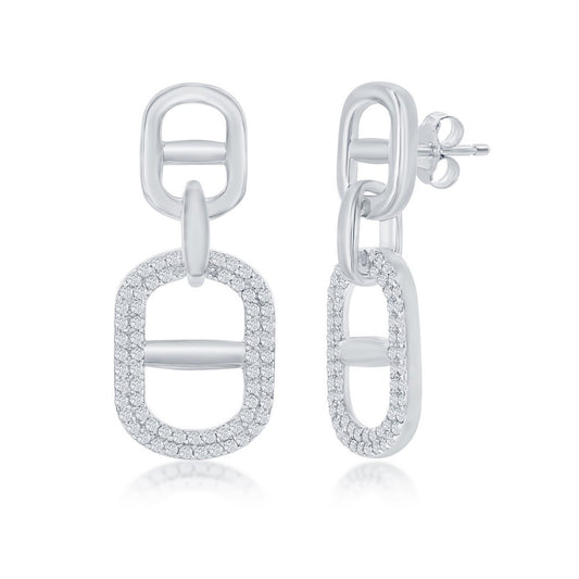 Sterling Silver Linked CZ Earrings