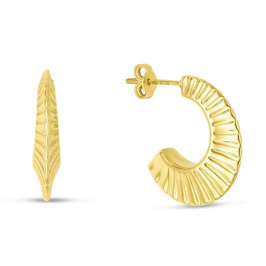 14K Gold Scalloped Hoops