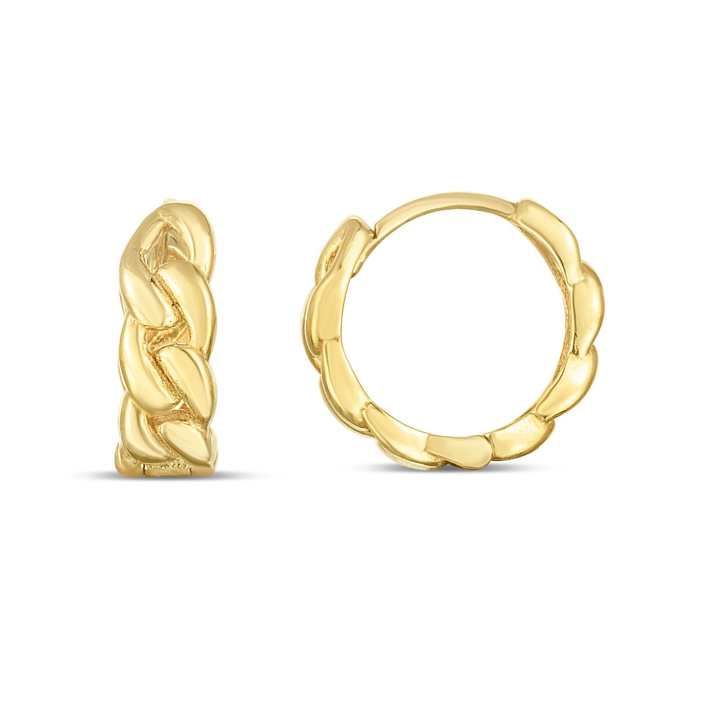 14K Curb Huggie Hoops