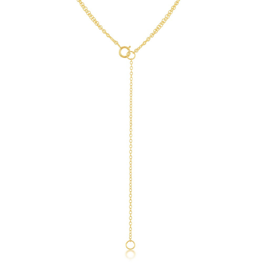 Sterling Silver Double Strand with Center Open Circle Choker - Gold Plated