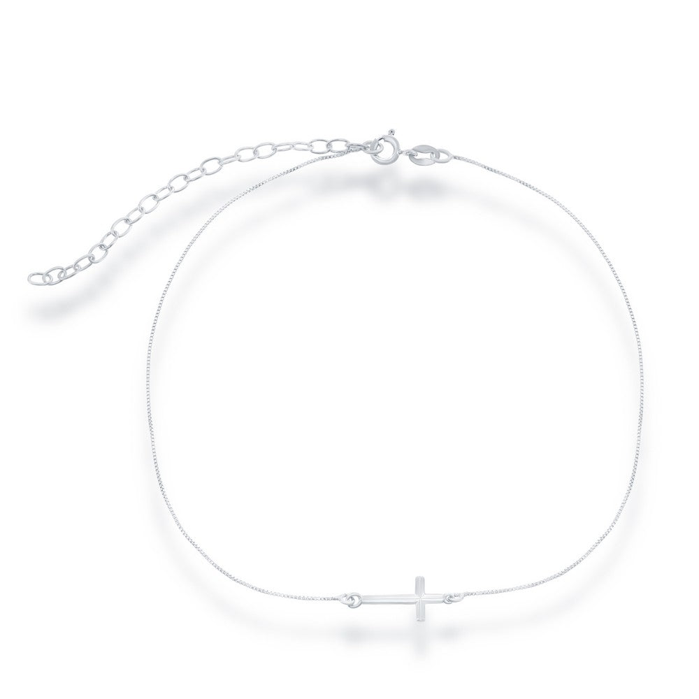 Sterling Silver Center Sideways Cross Choker