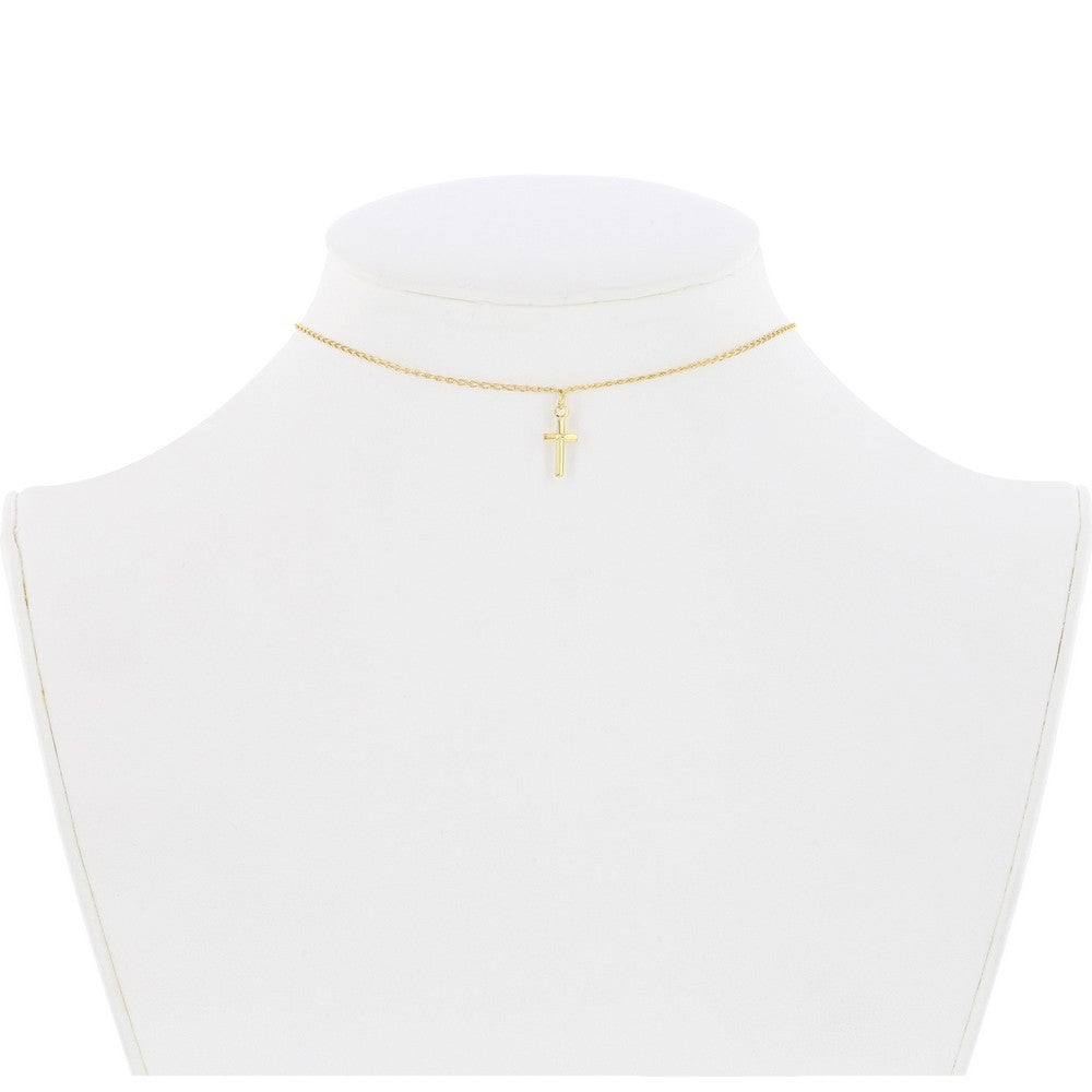 Sterling Silver Center Cross Choker - Gold Plated