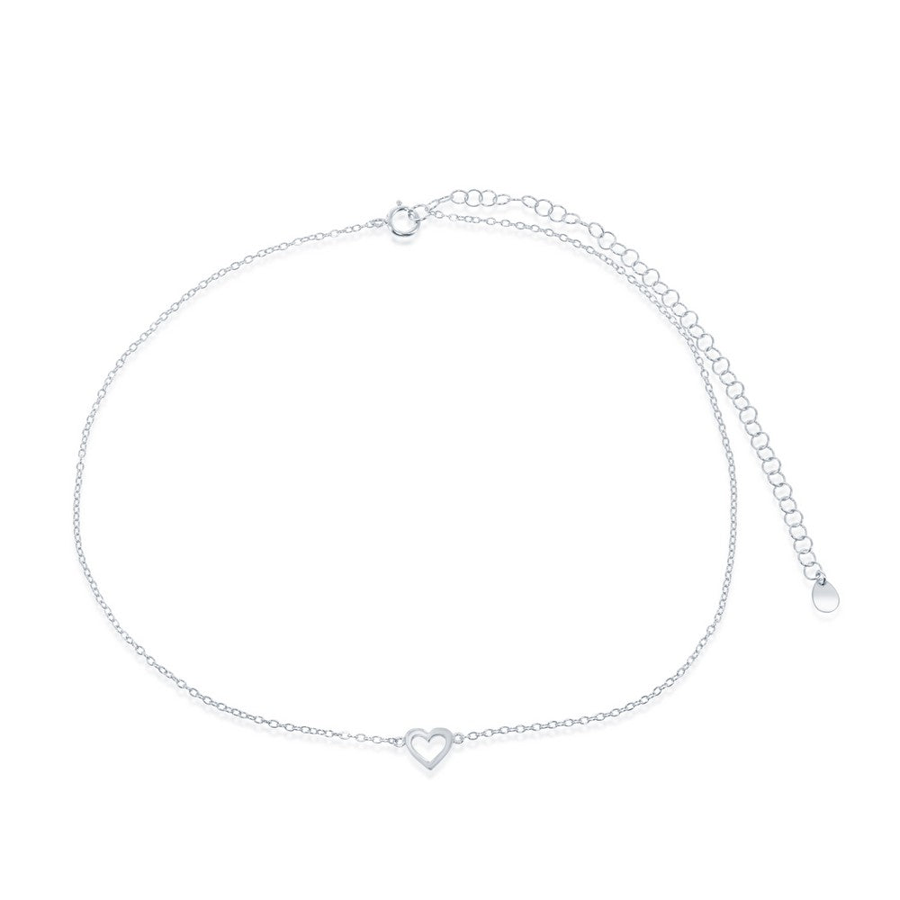 Sterling Silver Small Open Heart Choker