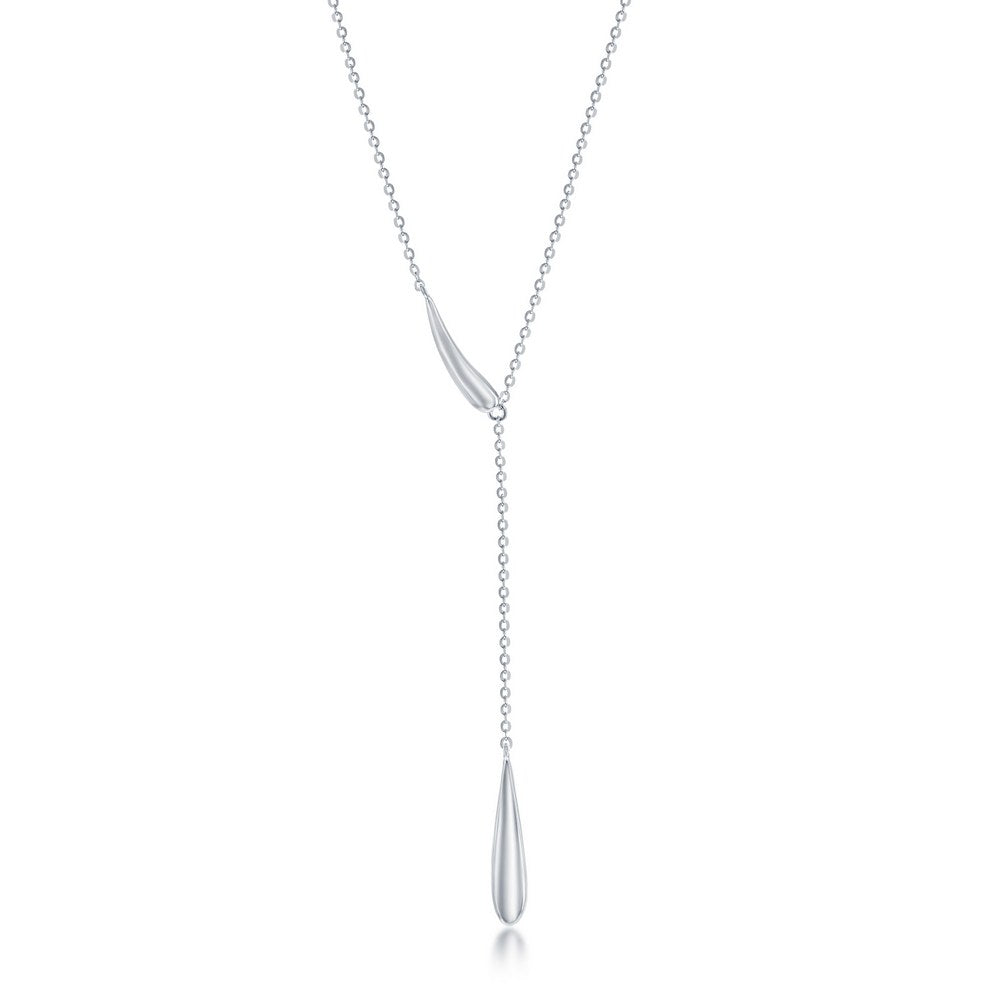 Sterling Silver Teardrop Lariat Necklace