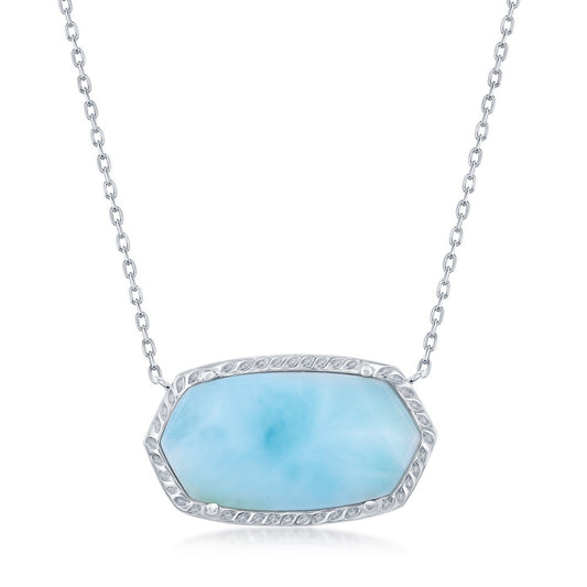 Sterling Silver Hexagon Larimar Necklace