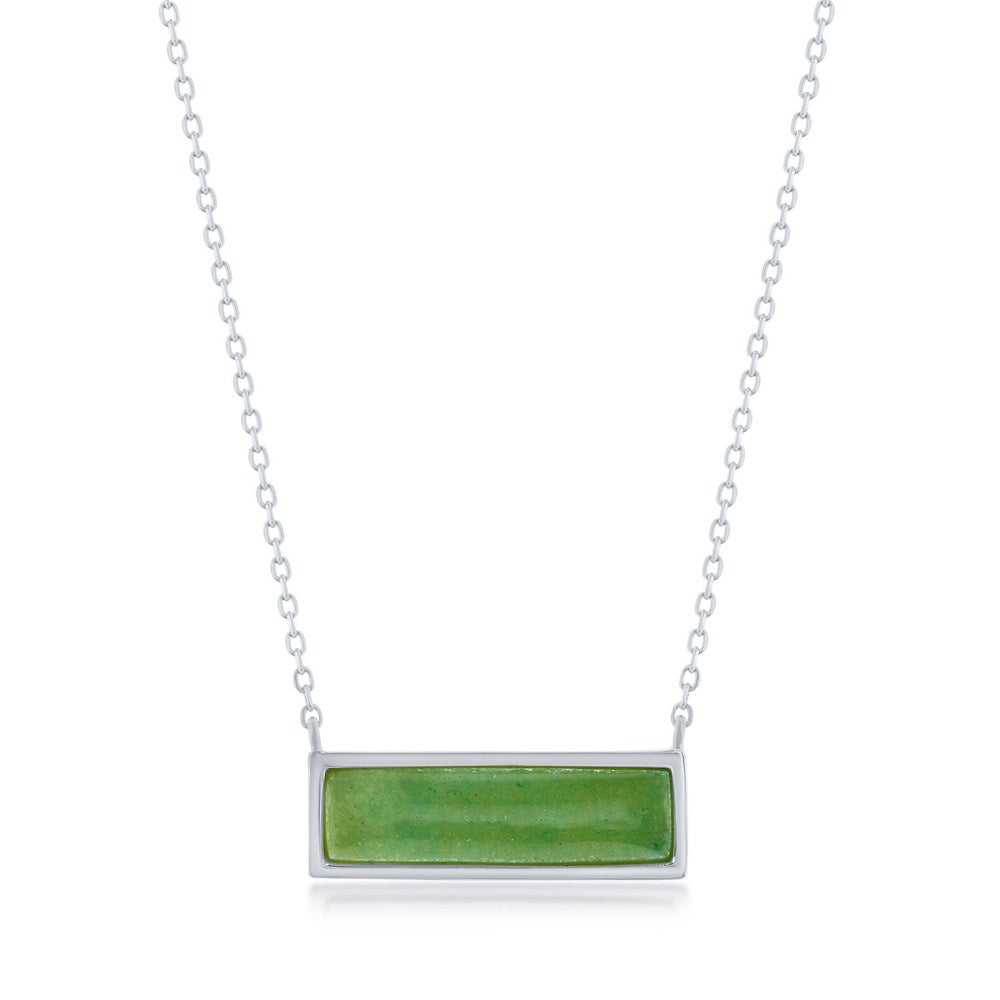 Sterling Silver Jade Bar Necklace