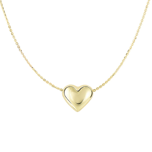 14K Gold  Polished Puffed Heart Necklace