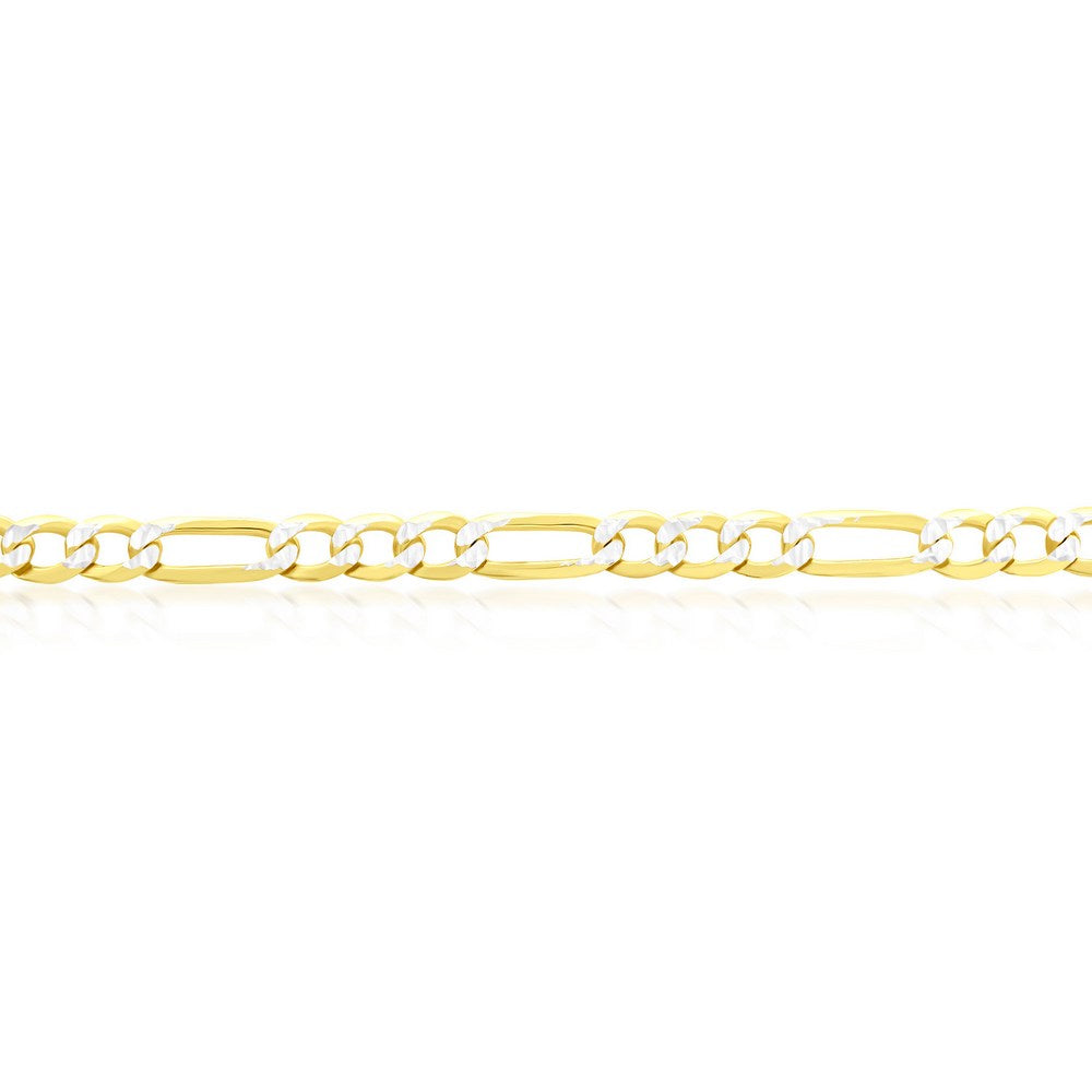 Sterling Silver 4mm Pave Figaro Anklet - Gold Plated