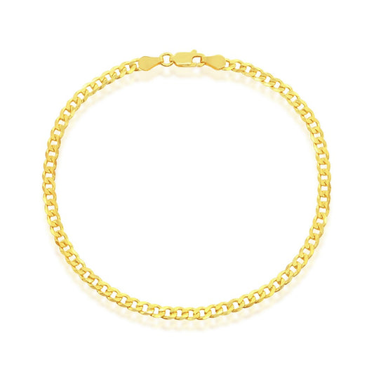 Sterling Silver 3.5mm Cuban Anklet - Gold Plated