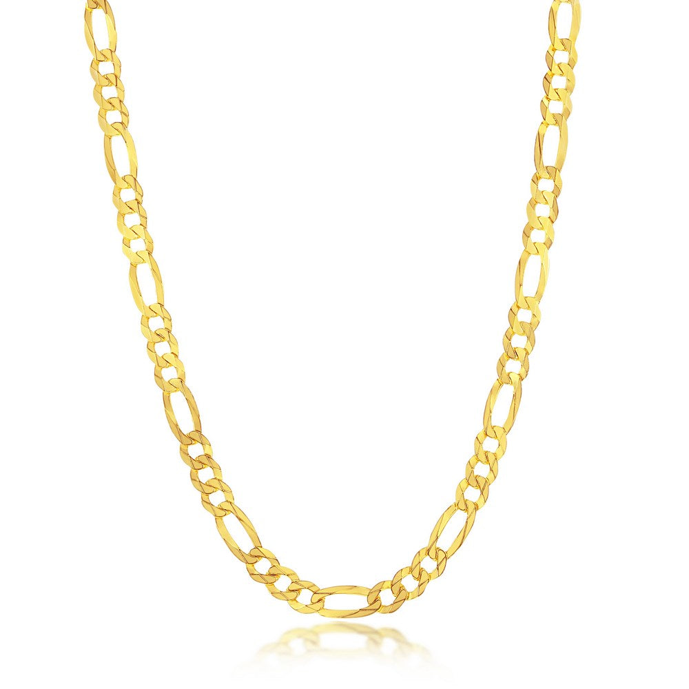 Sterling Silver 6mm Figaro Chain - Gold Plated