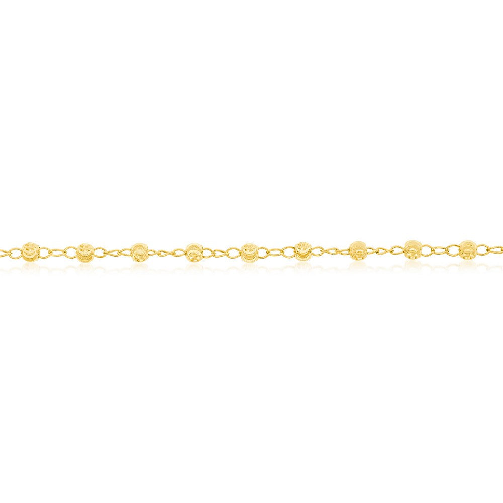 Sterling Silver Diamond-Cut Beads Anklet - Gold Plated