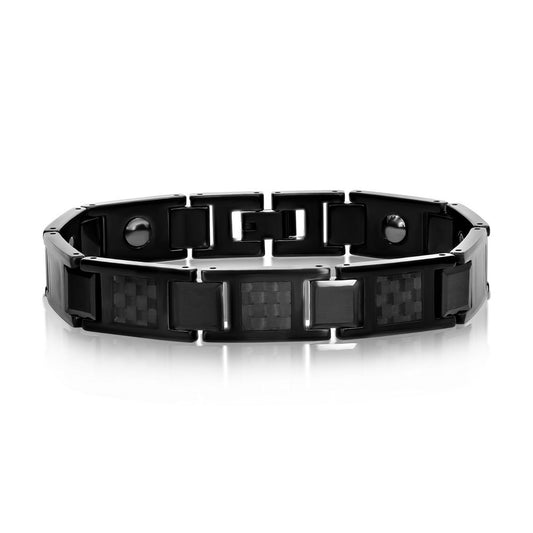 Carbon Fiber Magnetic Tungsten Bracelet - Black Plated