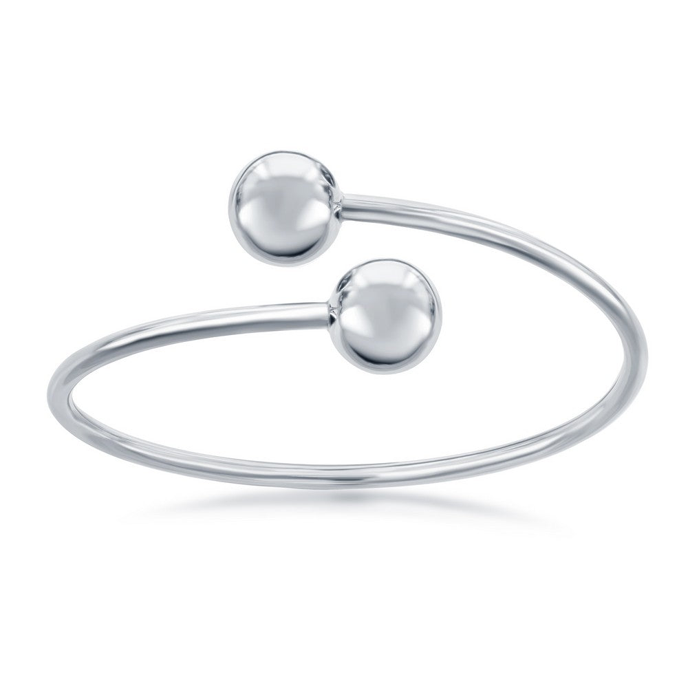 Sterling Silver 12mm Twin Bead Bangle