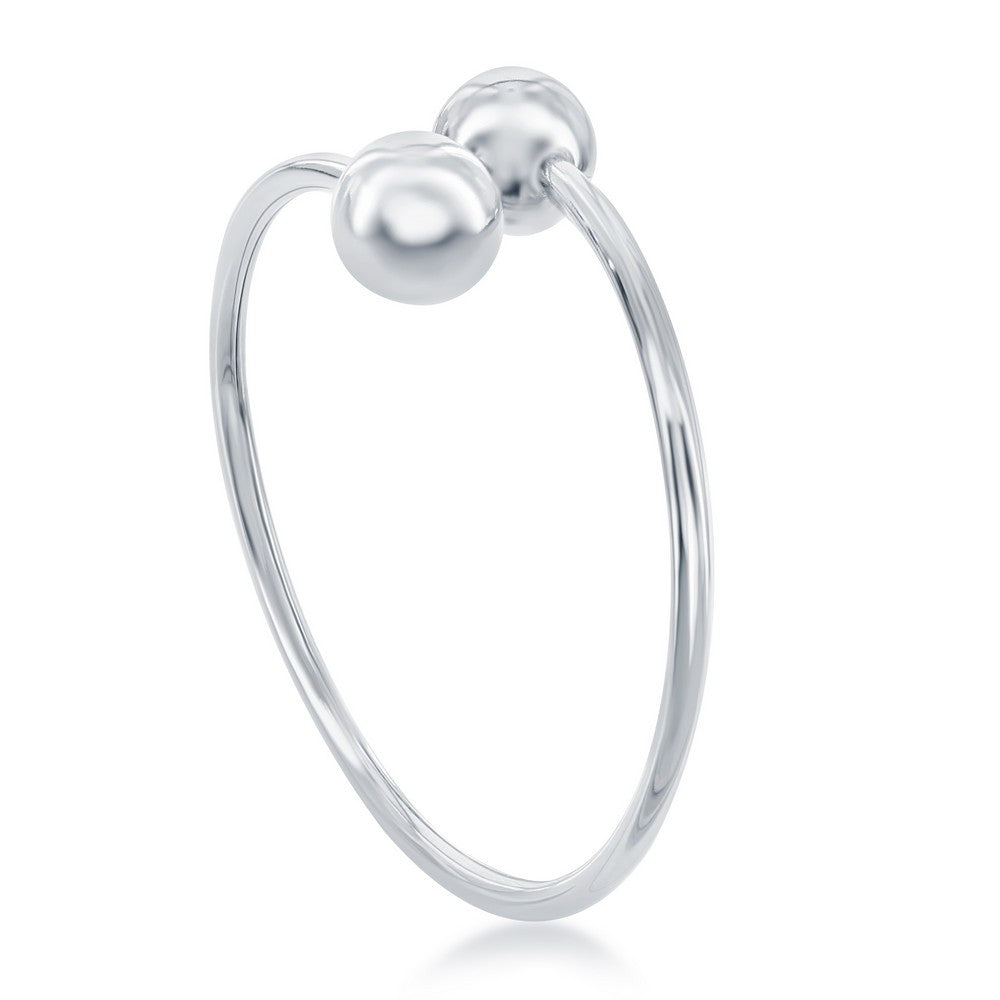 Sterling Silver 12mm Twin Bead Bangle