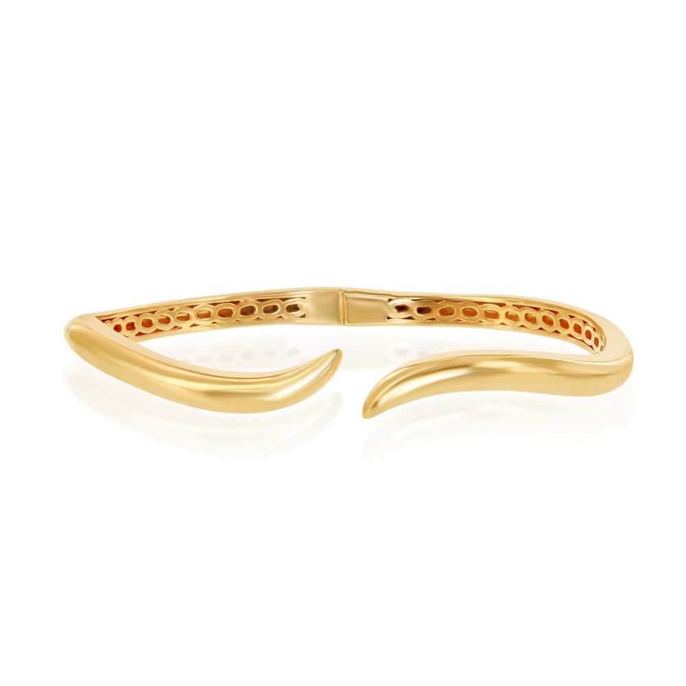 Sterling Silver Waved Bangle - Gold Plated