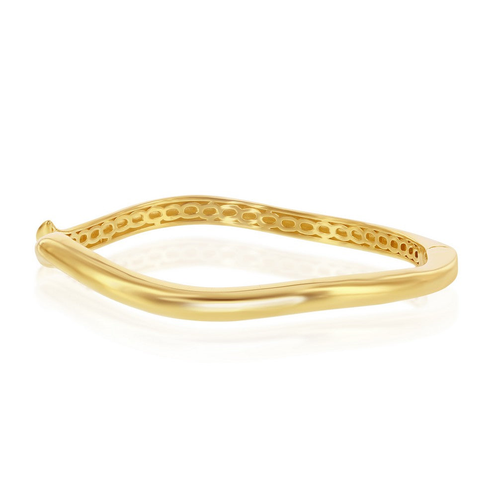 Sterling Silver Waved Bangle - Gold Plated