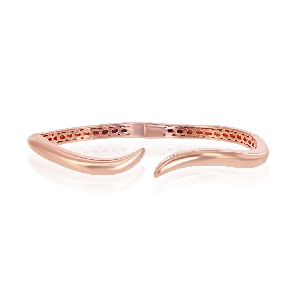 Sterling Silver Waved Bangle - Rose Gold Plated