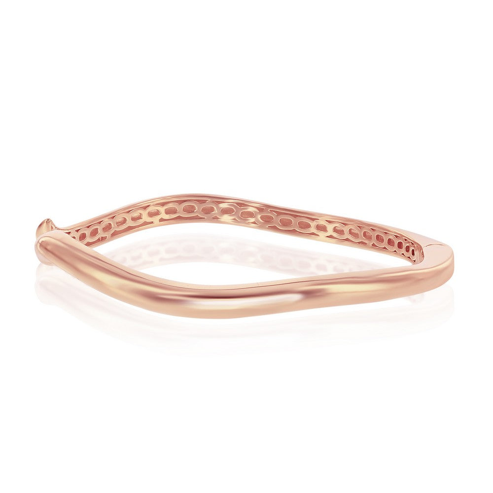 Sterling Silver Waved Bangle - Rose Gold Plated