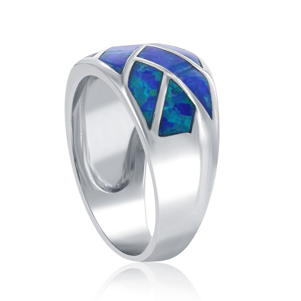 Sterling Silver Blue Inlay Opal Ring