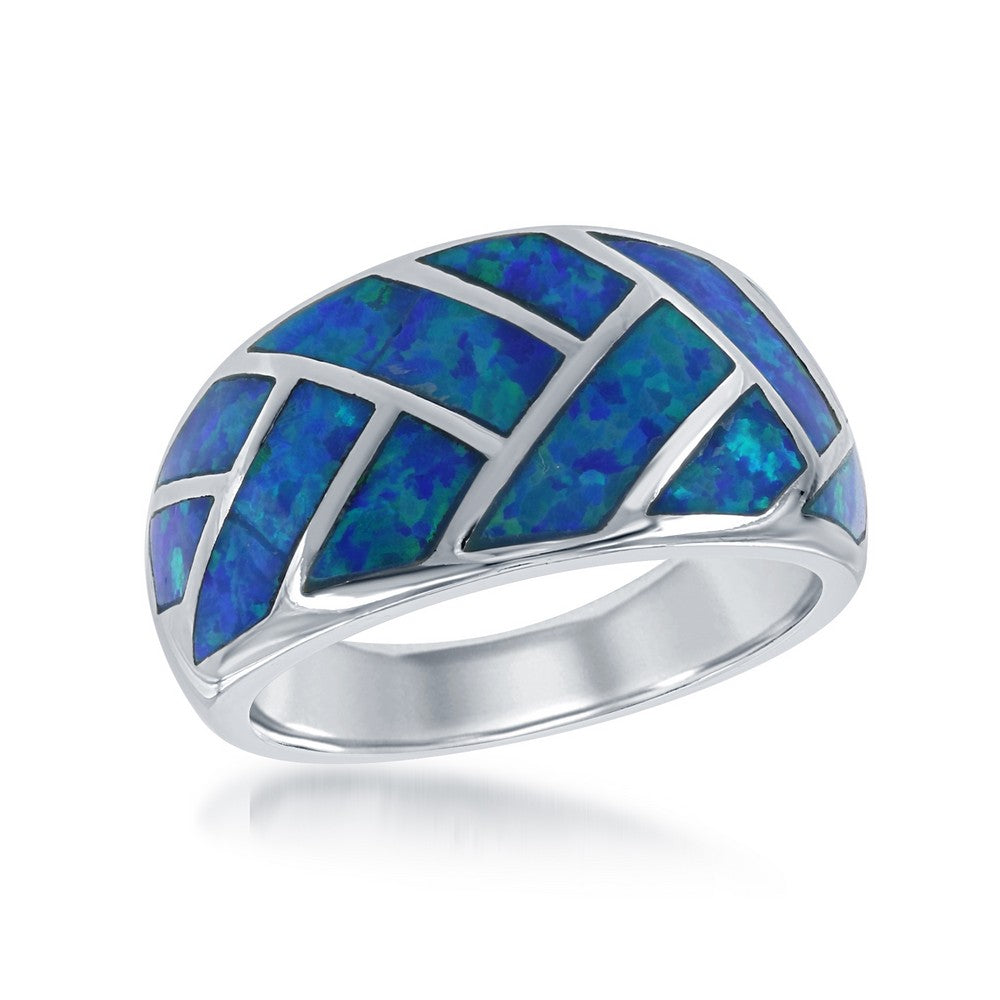 Sterling Silver Blue Inlay Opal Ring