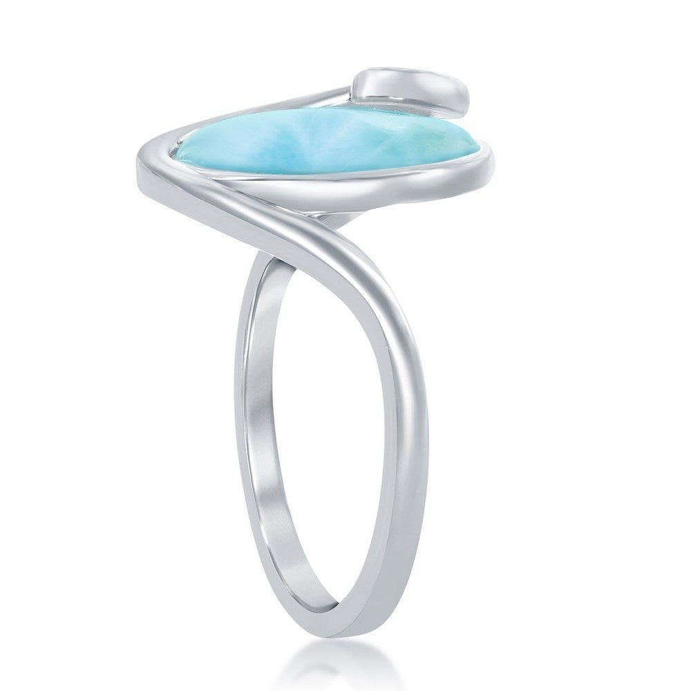 Sterling Silver Wave Design Larimar Ring