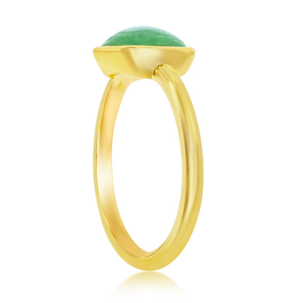 Sterling Silver 6mm Cushion Jade Solitaire Ring - Gold Plated