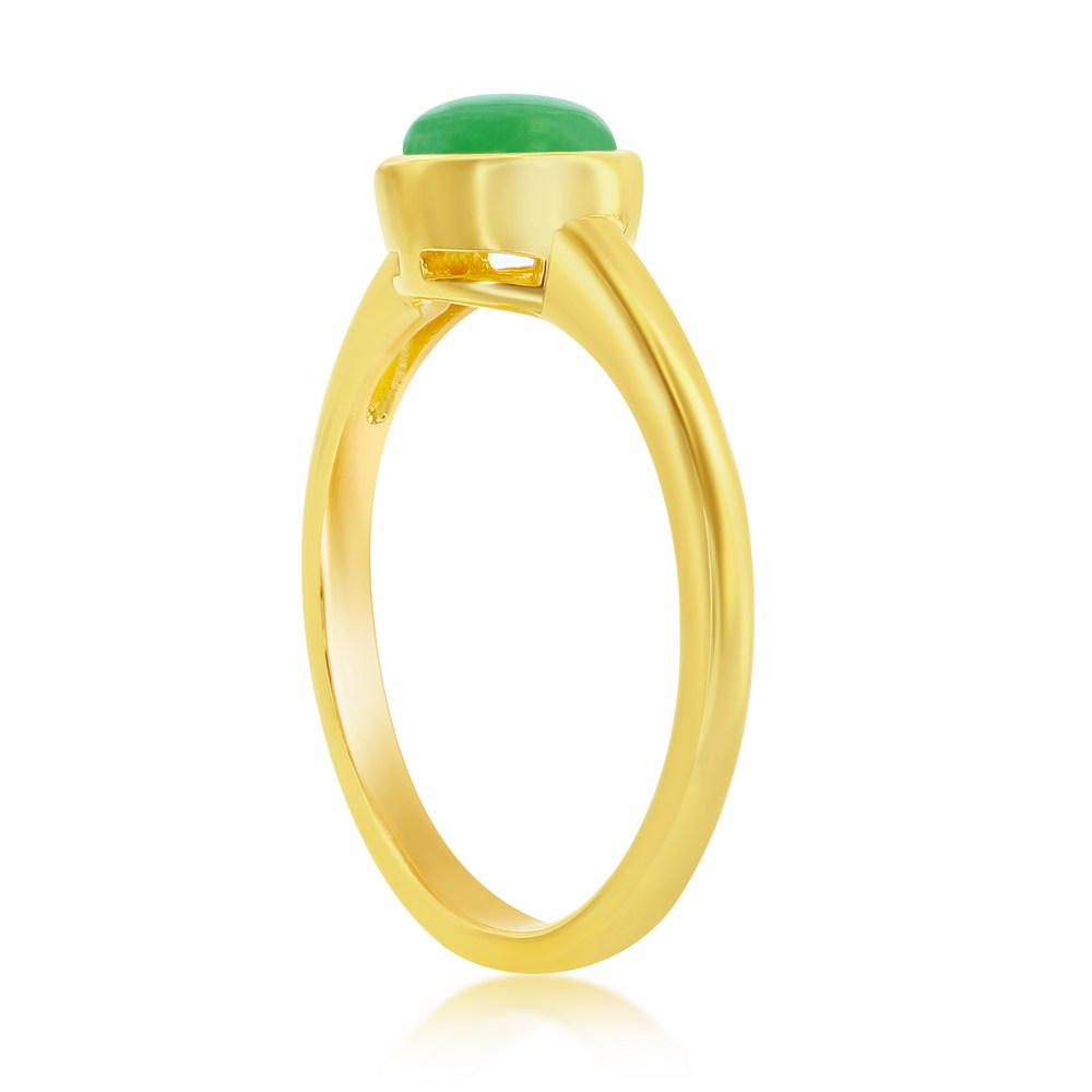 Sterling Silver 6mm Round Jade Ring - Gold Plated